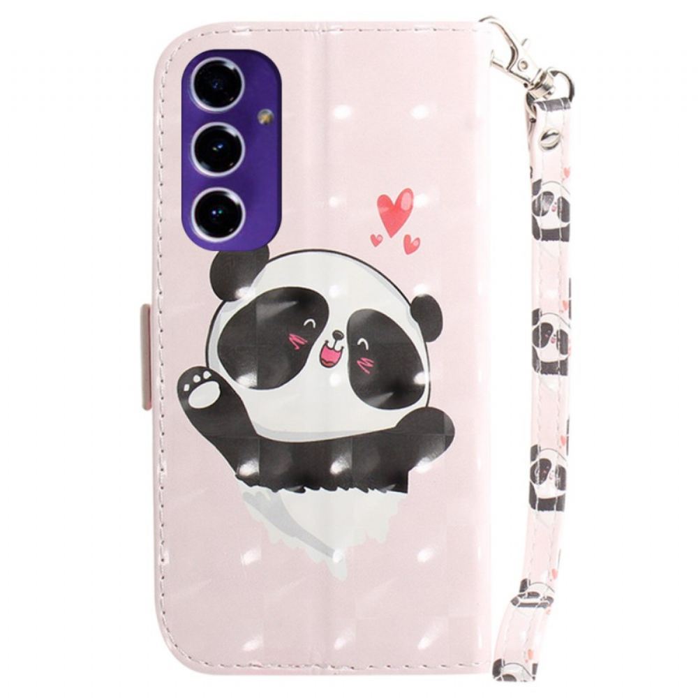 Kožený Kryt Na Samsung Galaxy S24 Fe Panda Love S Popruhem