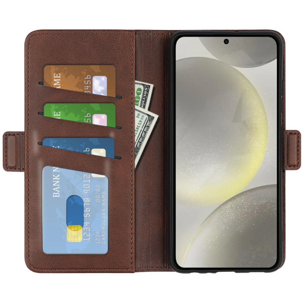 Kožený Kryt Samsung Galaxy S24 Fe Dvojité Zapínání