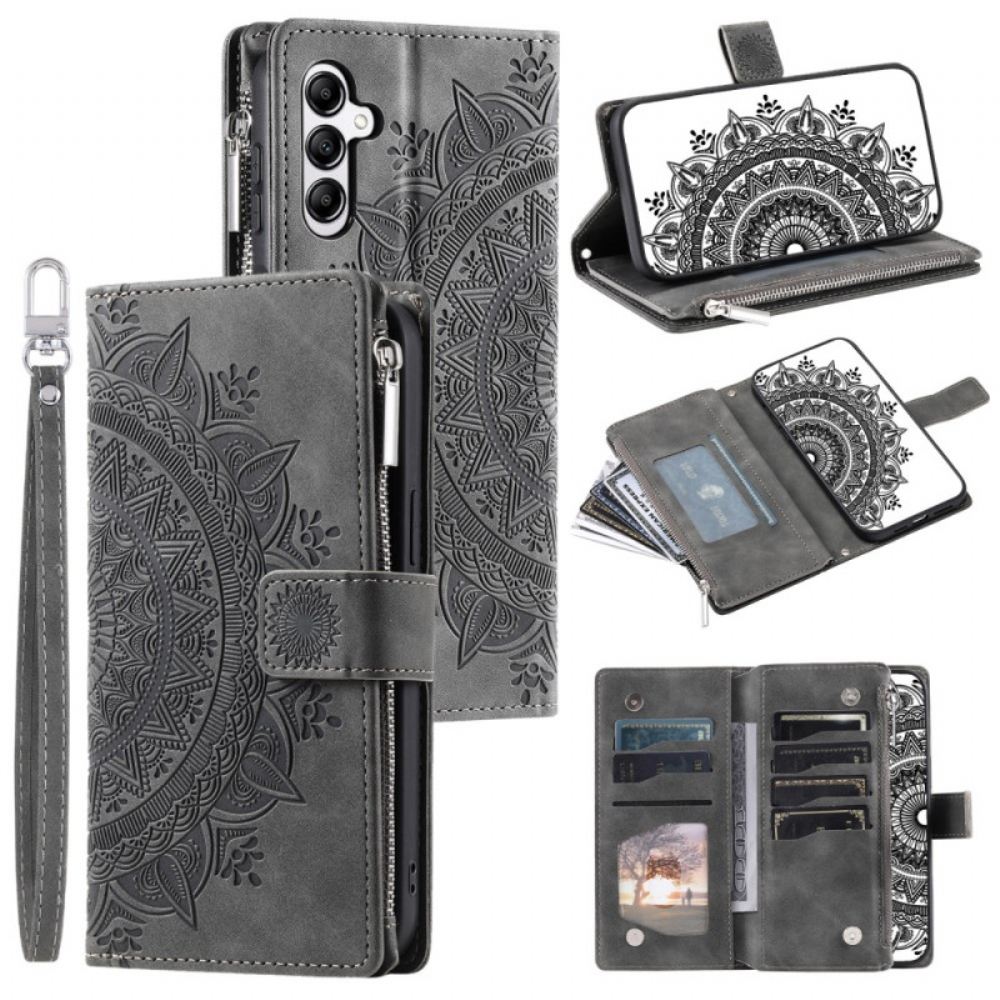 Kožený Kryt Samsung Galaxy S24 Fe Efekt Mandala Suede