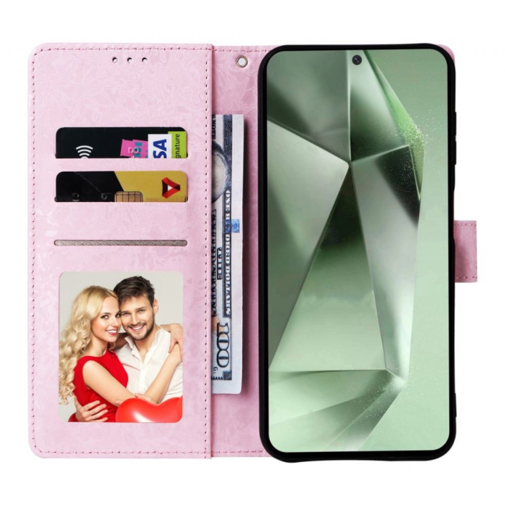 Kožený Kryt Samsung Galaxy S24 Fe Fleurettes Blokující Rfid