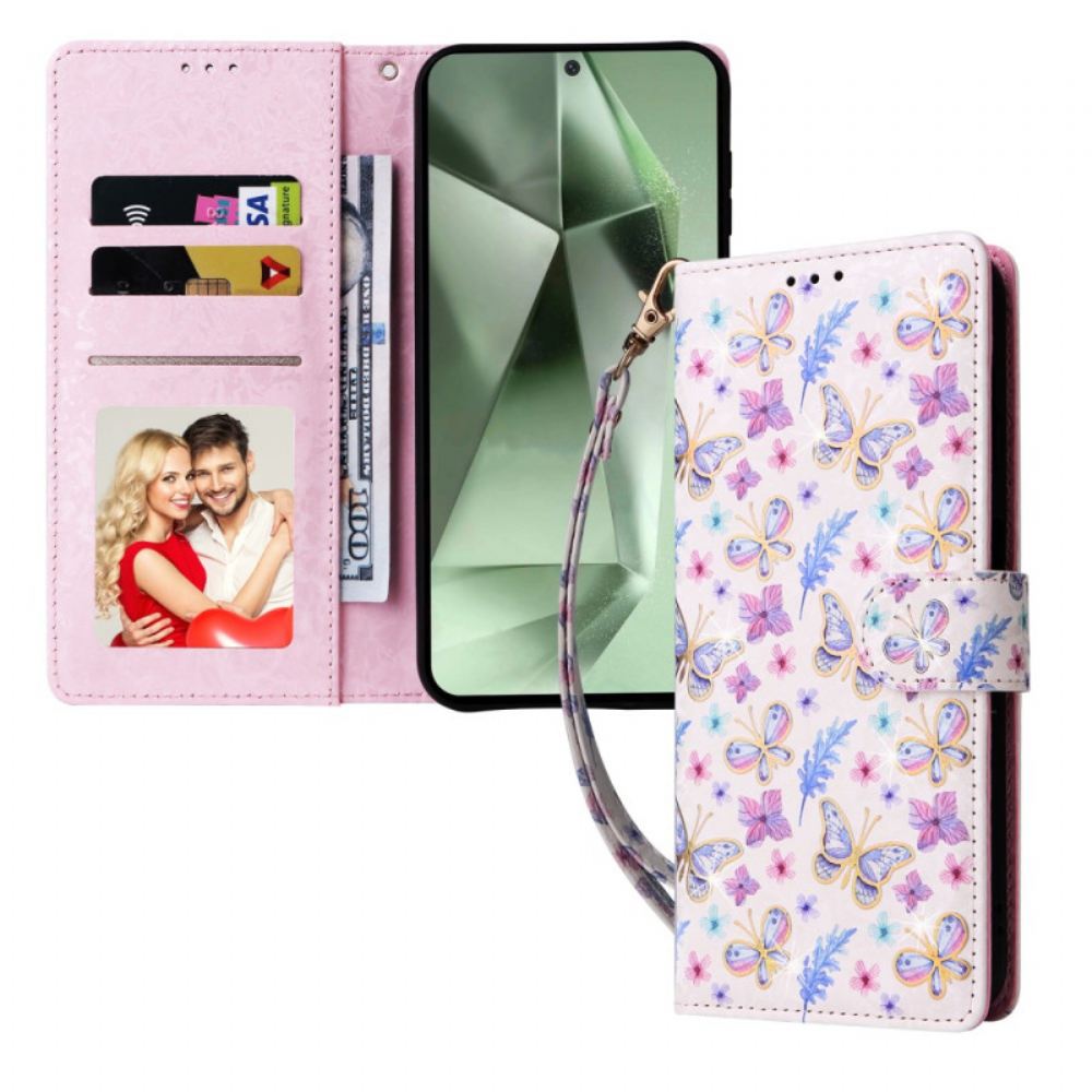 Kožený Kryt Samsung Galaxy S24 Fe Fleurettes Blokující Rfid