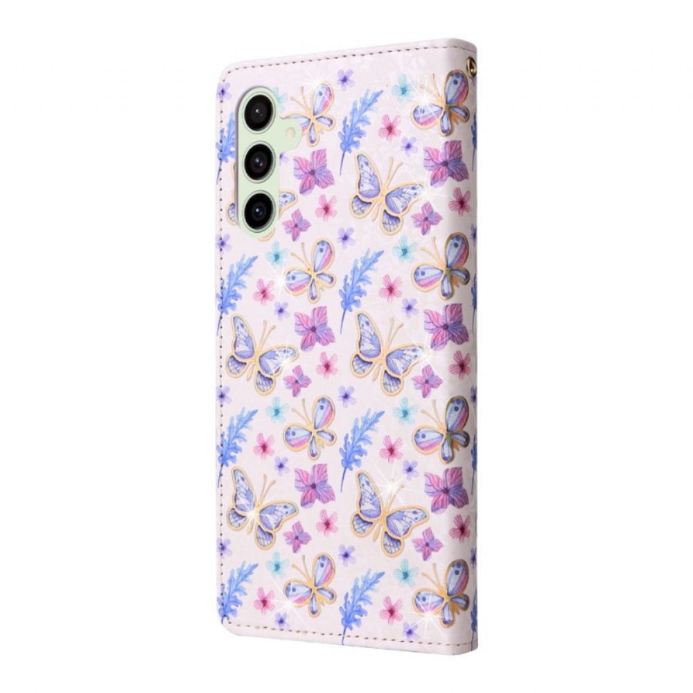 Kožený Kryt Samsung Galaxy S24 Fe Fleurettes Blokující Rfid