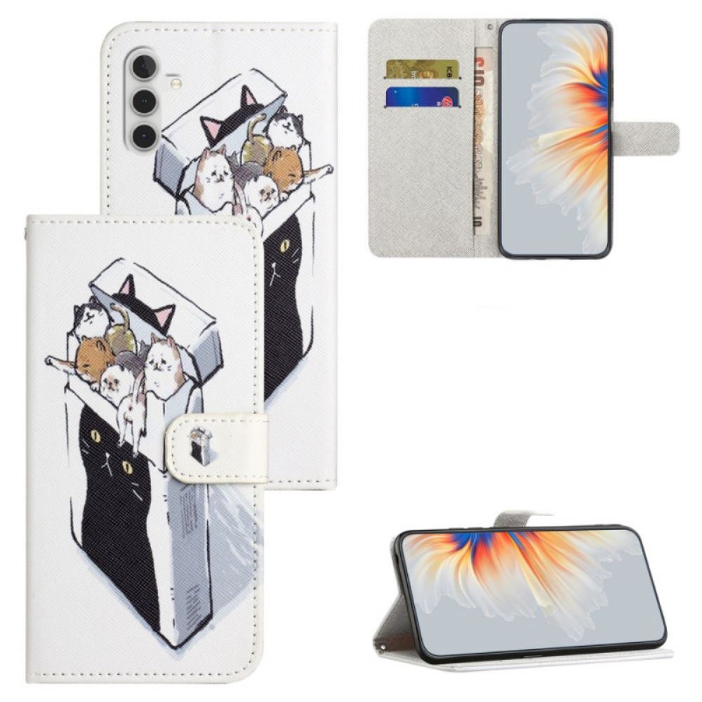 Kožený Kryt Samsung Galaxy S24 Fe Kočky V Šňůře