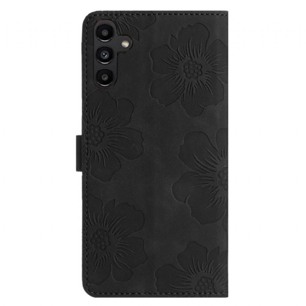 Kožený Kryt Samsung Galaxy S24 Fe Květinový Vzor