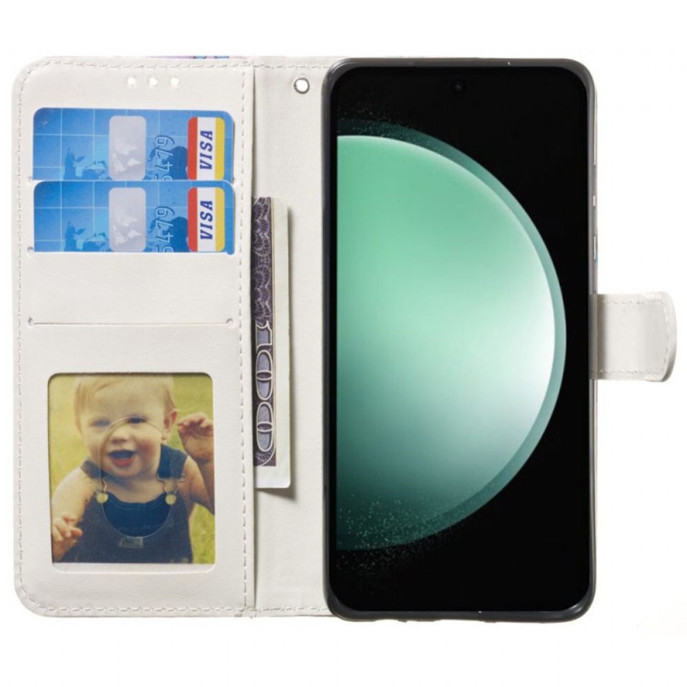 Kožený Kryt Samsung Galaxy S24 Fe Modrá Sova