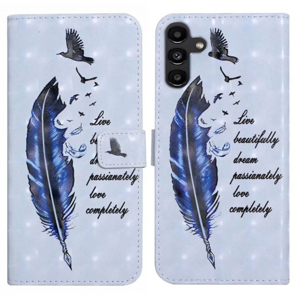 Kožený Kryt Samsung Galaxy S24 Fe Modré Pírko
