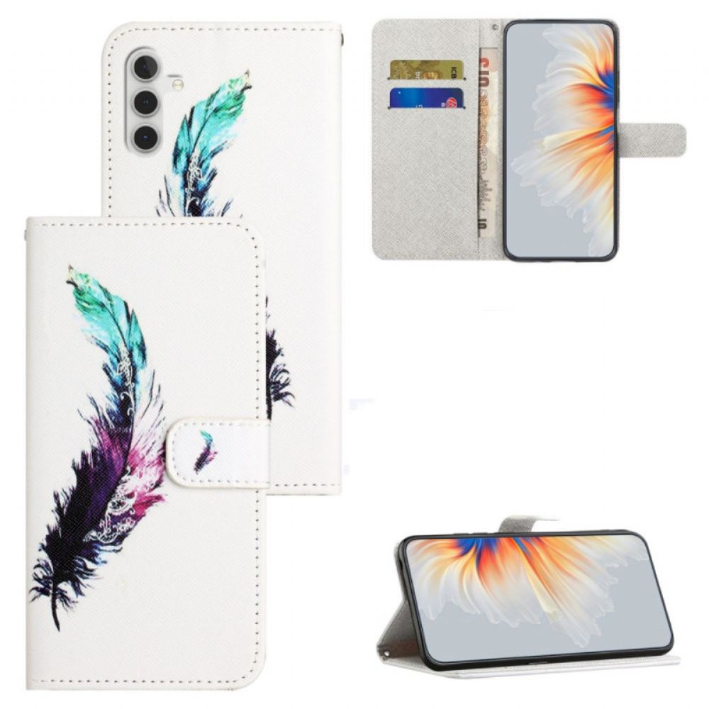 Kožený Kryt Samsung Galaxy S24 Fe Peříčko S Popruhem