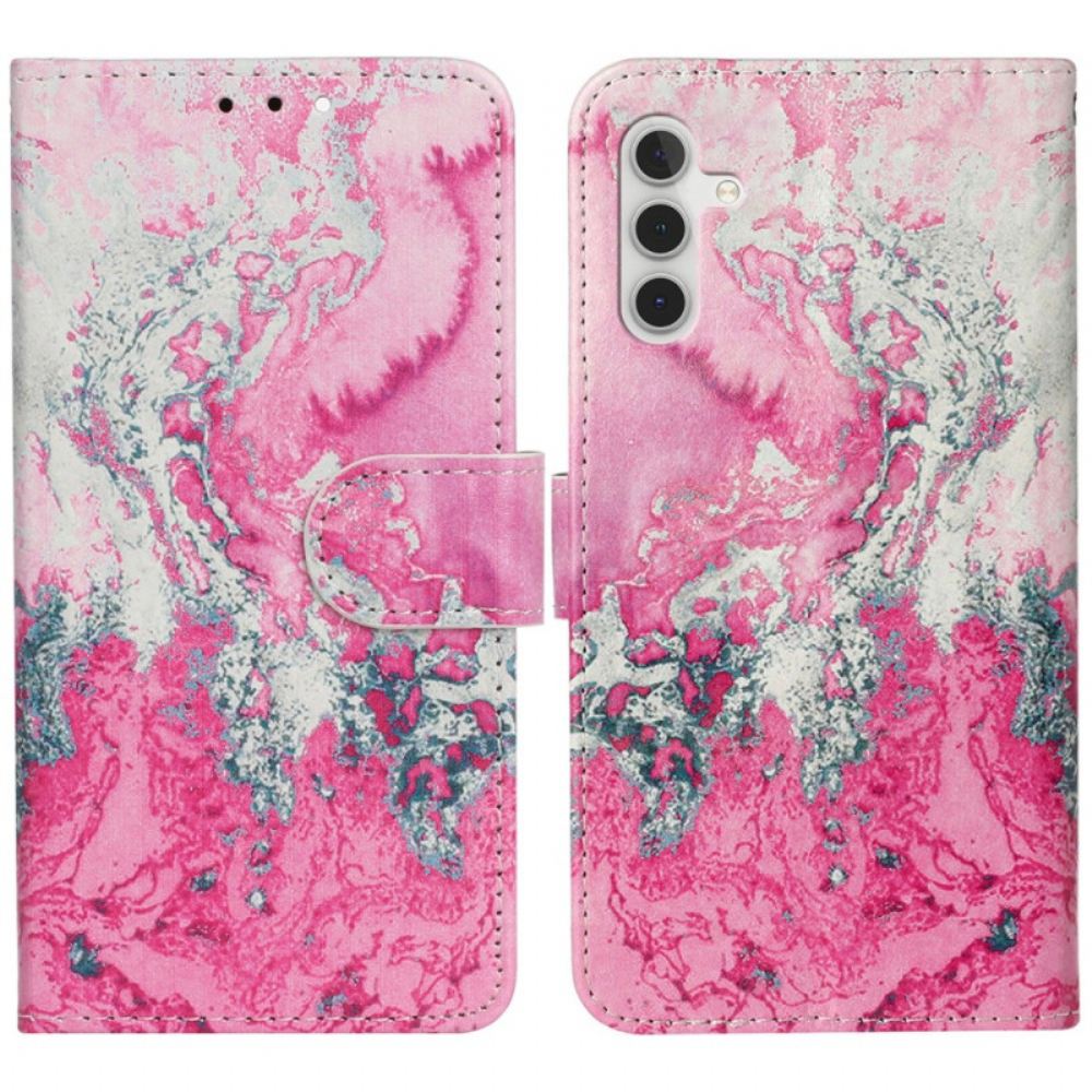 Kožený Kryt Samsung Galaxy S24 Fe Růžový Mramor Z Mořské Vody