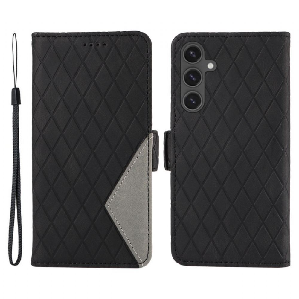 Kožený Kryt Samsung Galaxy S24 Fe Strappy Diamonds
