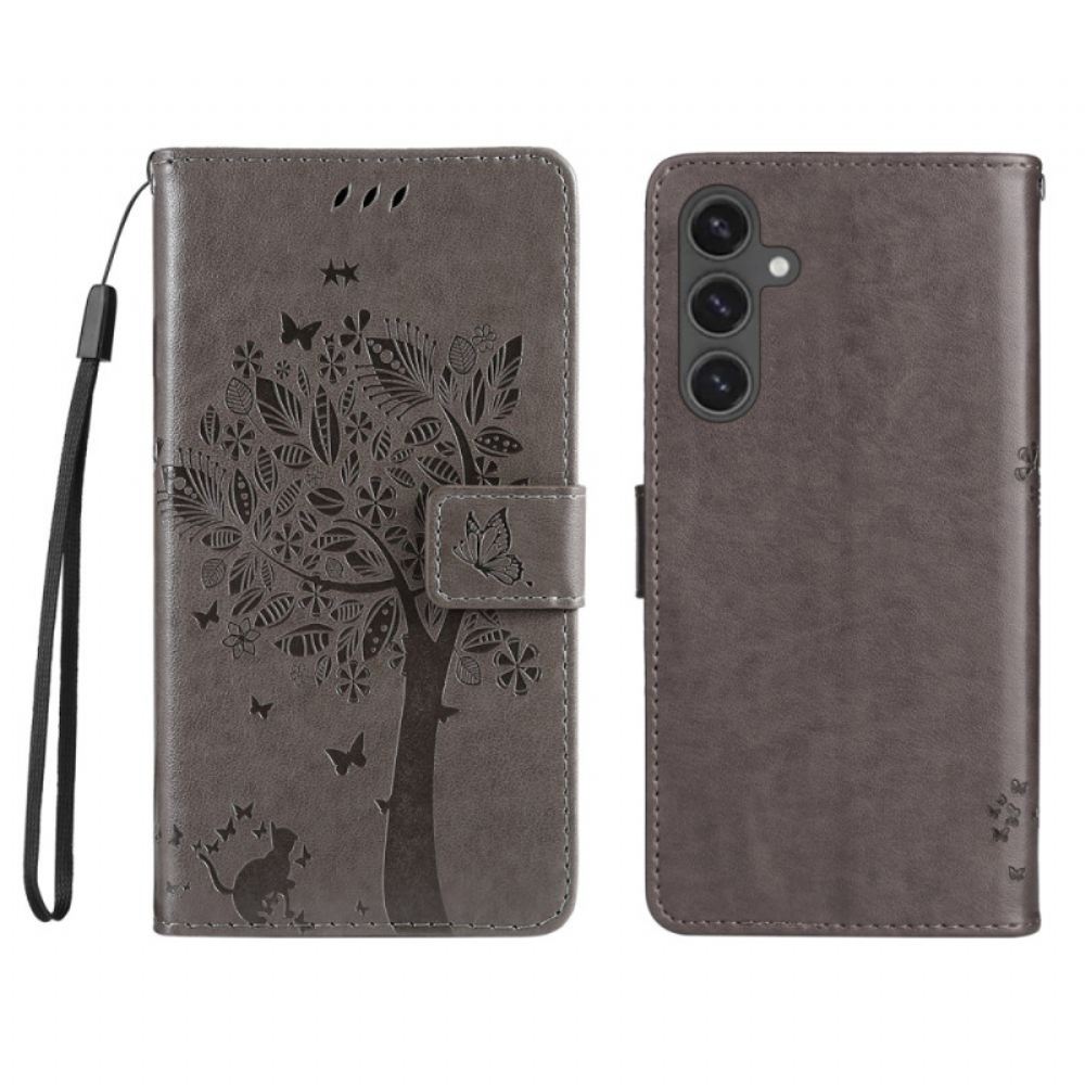 Kožený Kryt Samsung Galaxy S24 Fe Strom A Kočka