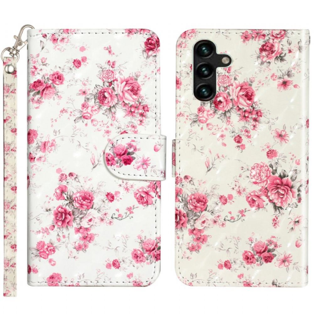 Kožený Kryt Samsung Galaxy S24 Fe Vintage Růže S Popruhem