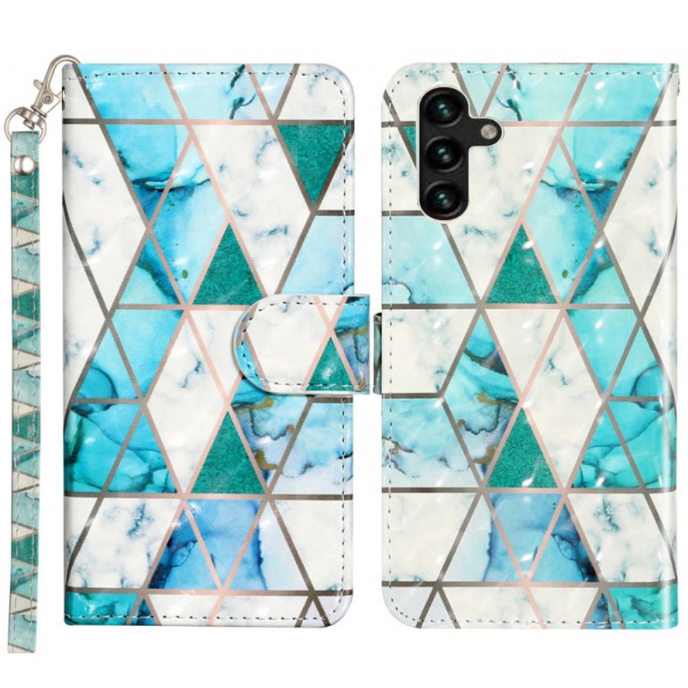 Kožený Kryt Samsung Galaxy S24 Fe Zelený Mramor S Popruhem
