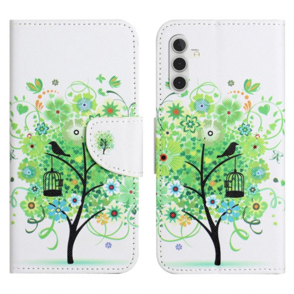 Kožený Kryt Samsung Galaxy S24 Fe Zelený Strom