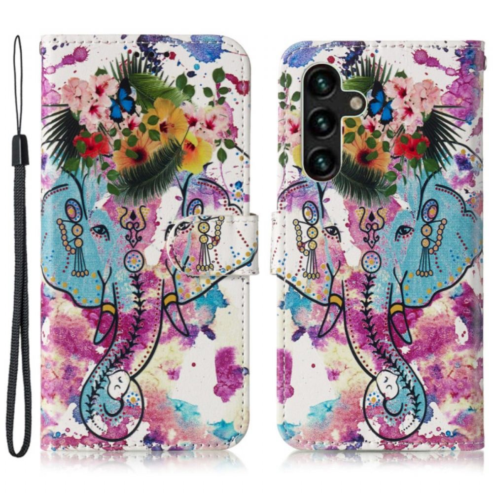 Peněženková Pouzdra Samsung Galaxy S24 Fe Kryty Na Mobil Květina A Slon