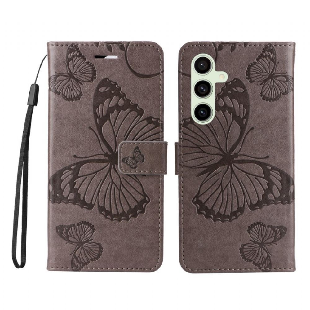 Peněženková Pouzdra Samsung Galaxy S24 Fe Kryty Na Mobil Obří Motýli S Popruhem