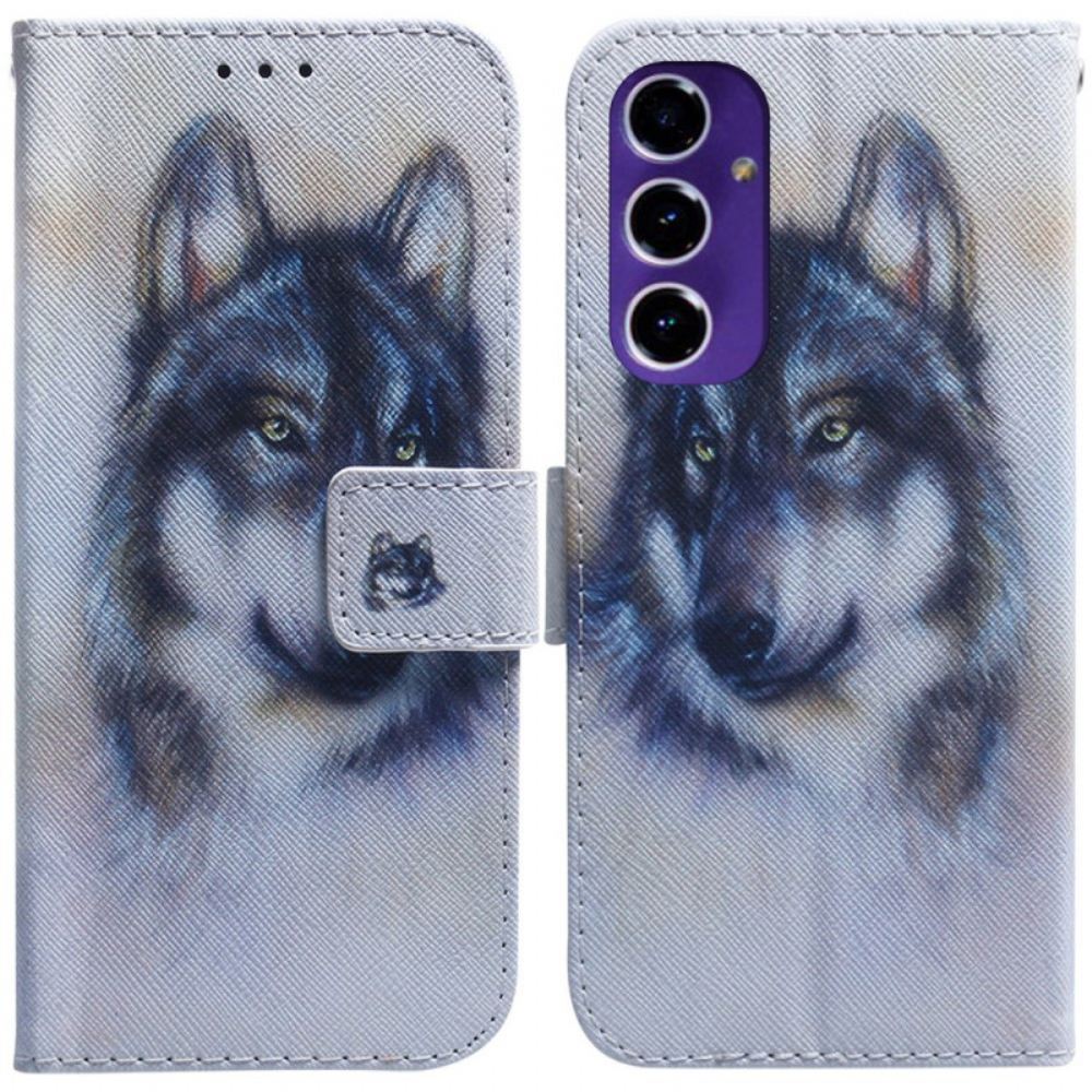 Peněženková Pouzdra Samsung Galaxy S24 Fe Kryty Na Mobil Vlčí Akvarel
