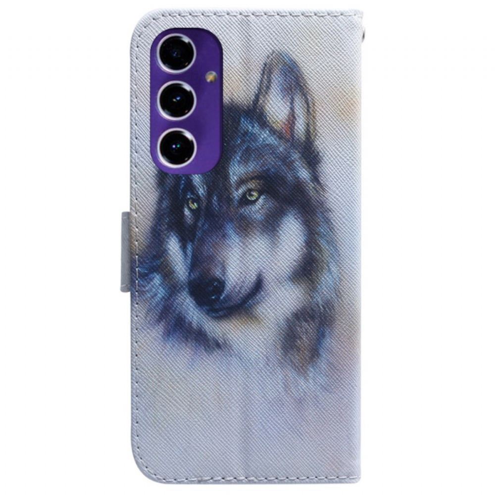 Peněženková Pouzdra Samsung Galaxy S24 Fe Kryty Na Mobil Vlčí Akvarel