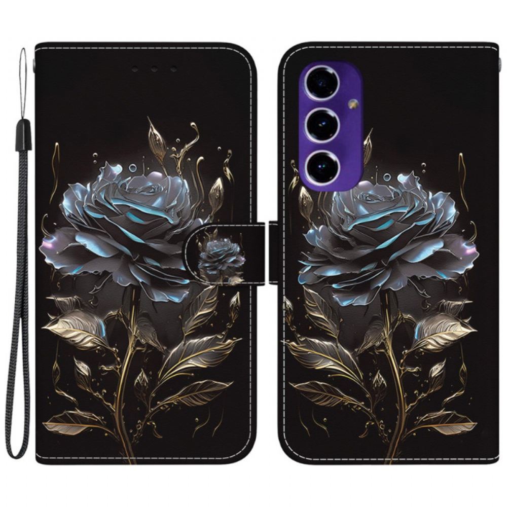 Peněženková Pouzdra Samsung Galaxy S24 Fe Kryty Na Mobil Černá Růže S Popruhem