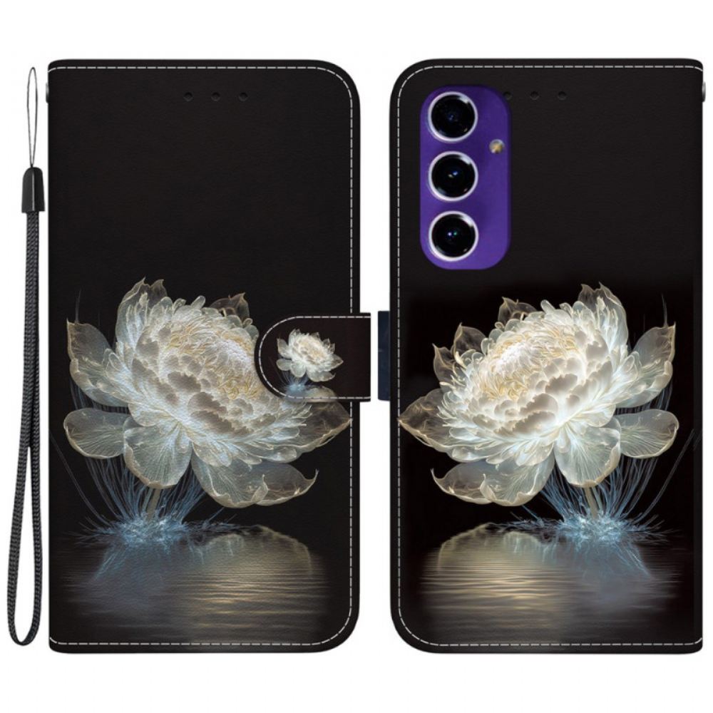 Peněženková Pouzdra Samsung Galaxy S24 Fe Křišťálová Pivoňka S Řemínkem