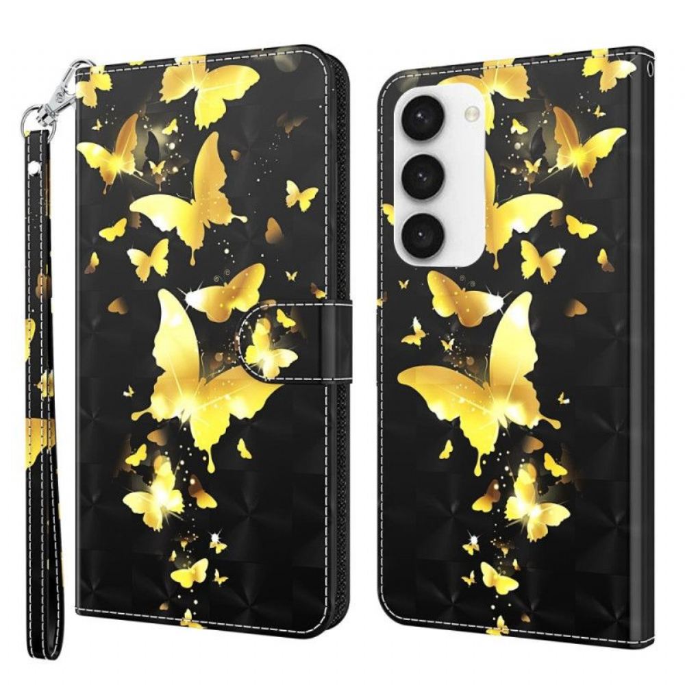 Flipové Pouzdro Na Samsung Galaxy S23 Plus 5G Na Lana Tanga Butterflies