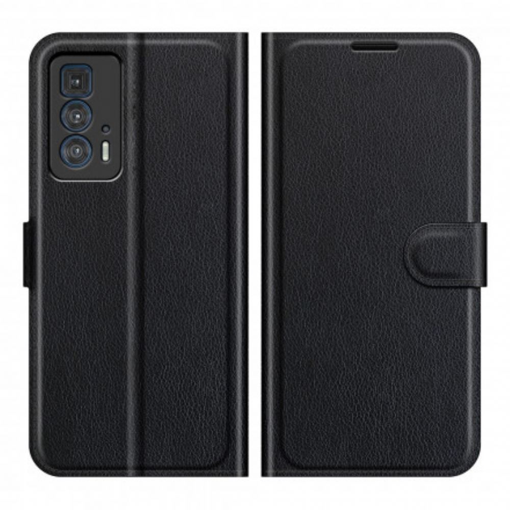 Flipové Pouzdro Na Motorola Edge 20 Pro Klasická Umělá Kůže Litchi