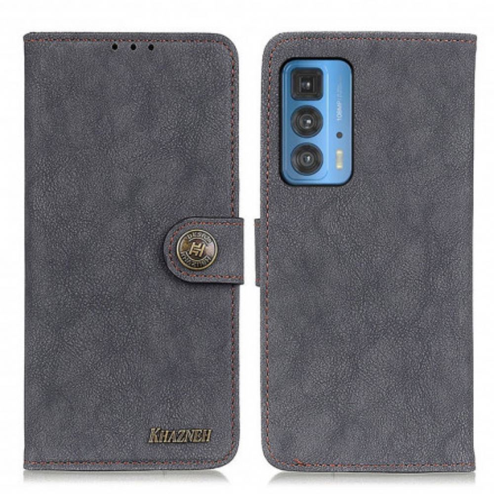 Kožené Pouzdro Na Motorola Edge 20 Pro Khazneh Retro Štípaná Kůže