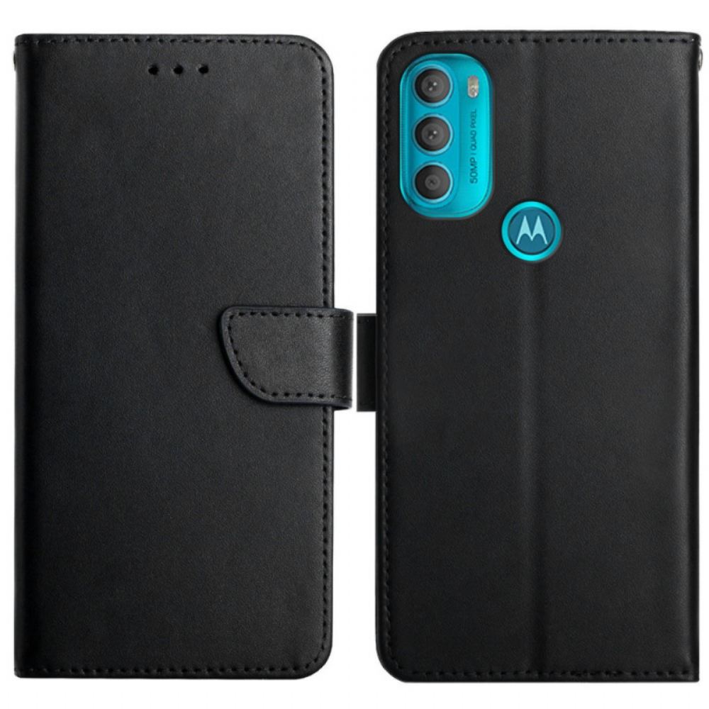 Flipové Pouzdro Na Moto G71 5G Pravá Kůže Nappa
