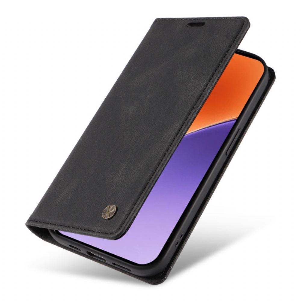 Kožené Pouzdro Folio Xiaomi 15 Yikatu Semišový Efekt