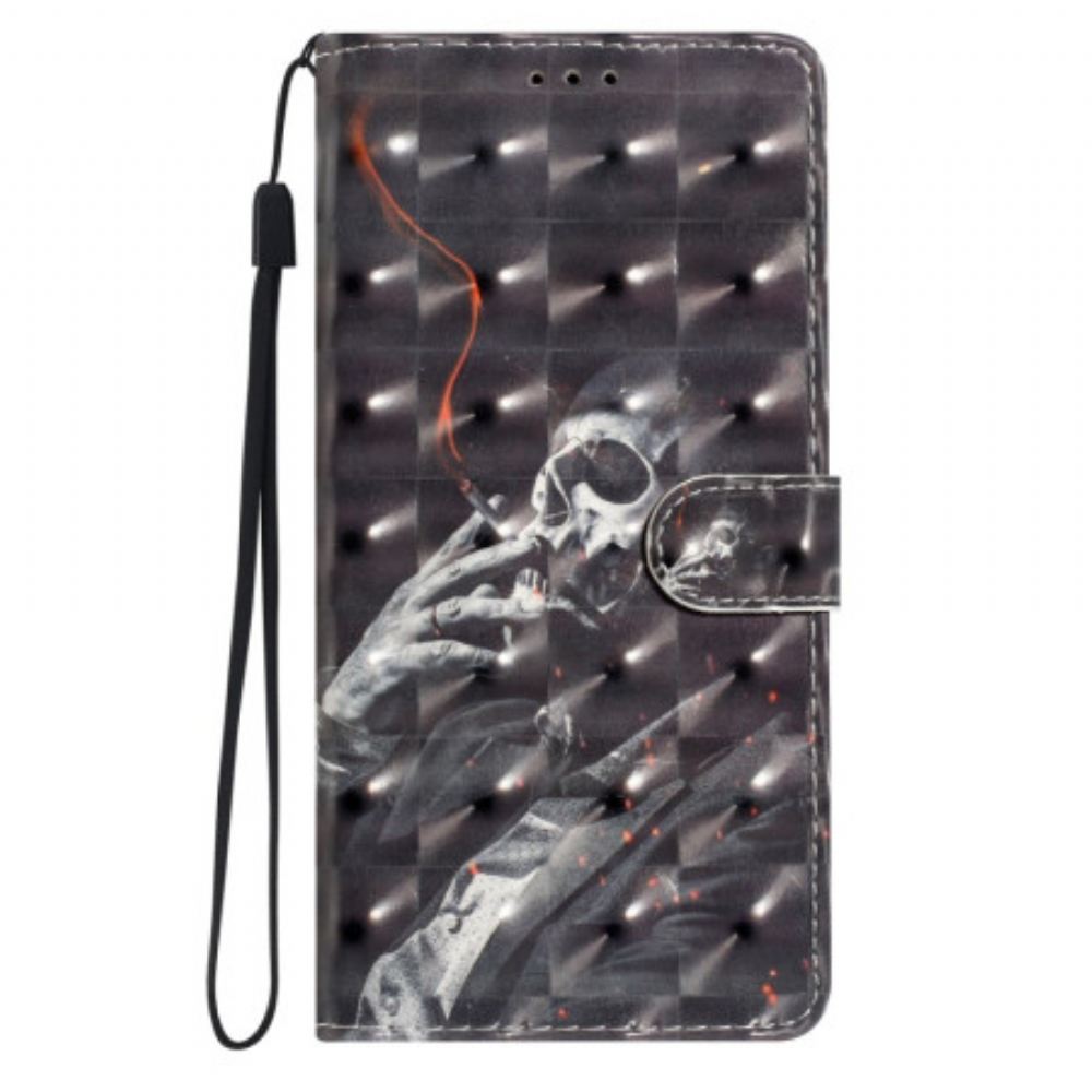 Kožený Kryt Xiaomi 15 3d Kouřící Kostlivec