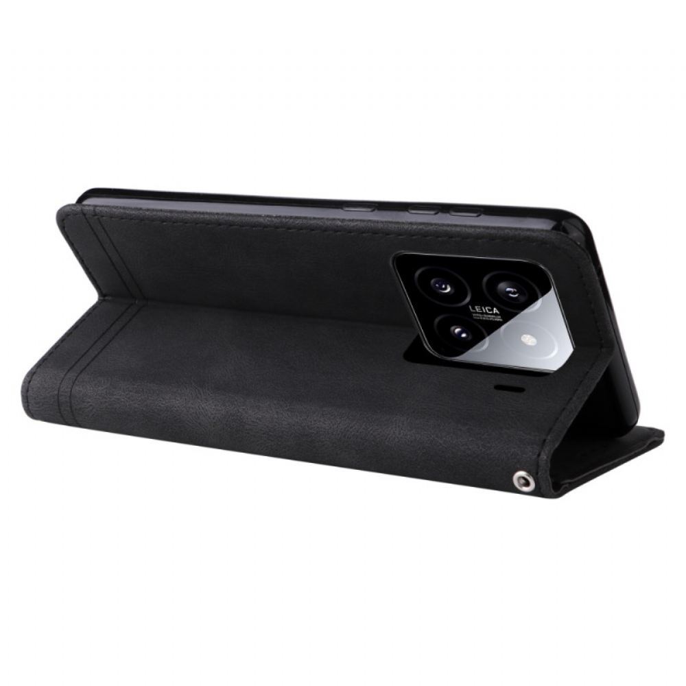 Kožený Kryt Xiaomi 15 Dekorativní Nýt A Řemínek