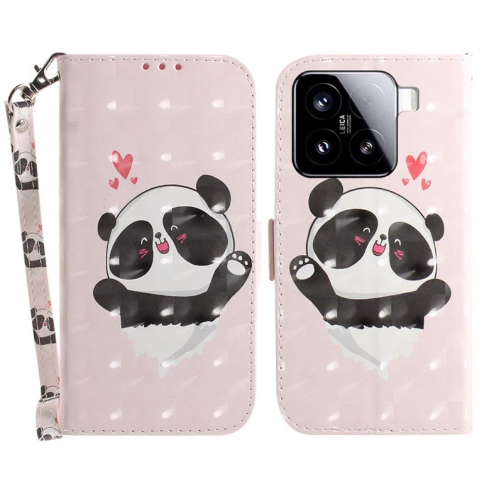 Kožený Kryt Xiaomi 15 Panda Na Šňůrku