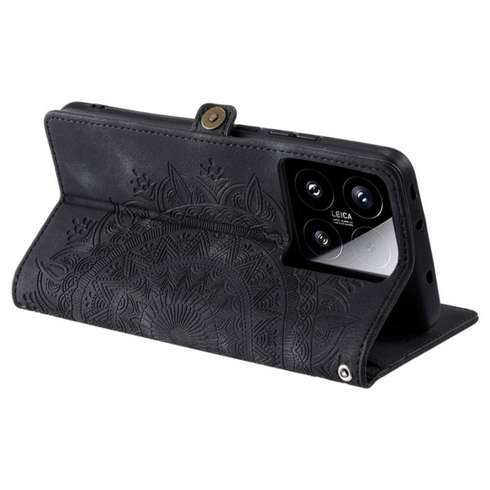 Kožený Kryt Xiaomi 15 Semišový Efekt Mandaly