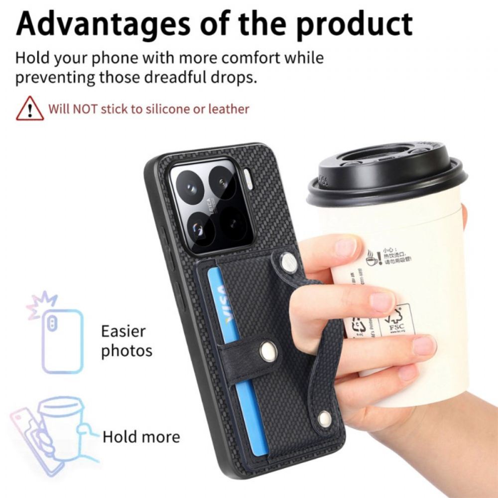 Kryt Xiaomi 15 Pouzdro Na Karty A Popruh Z Uhlíkových Vláken