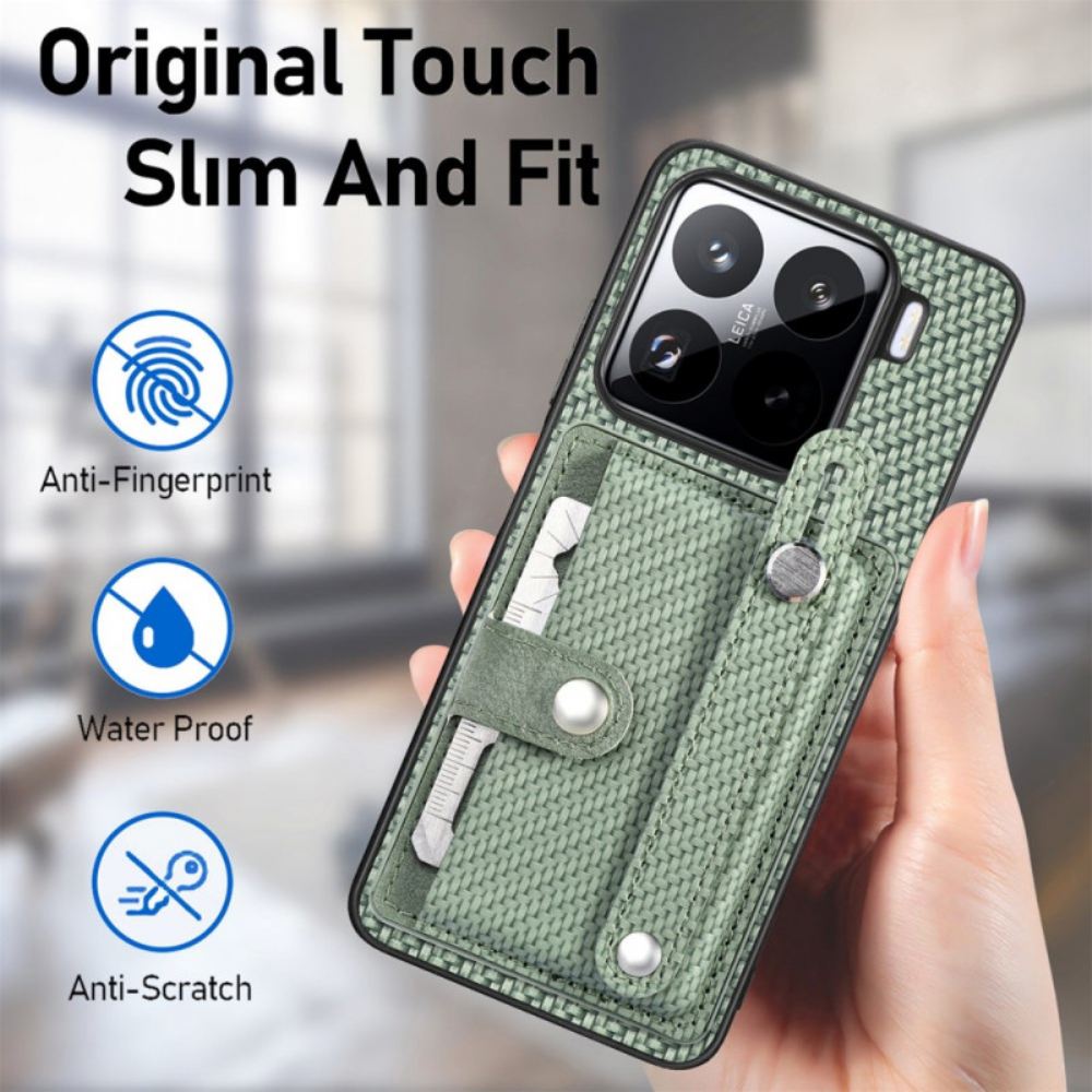 Kryt Xiaomi 15 Pouzdro Na Karty A Popruh Z Uhlíkových Vláken