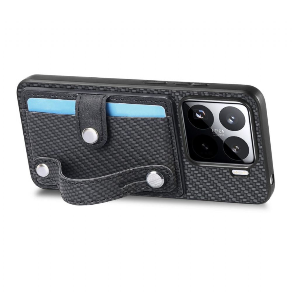 Kryt Xiaomi 15 Pouzdro Na Karty A Popruh Z Uhlíkových Vláken