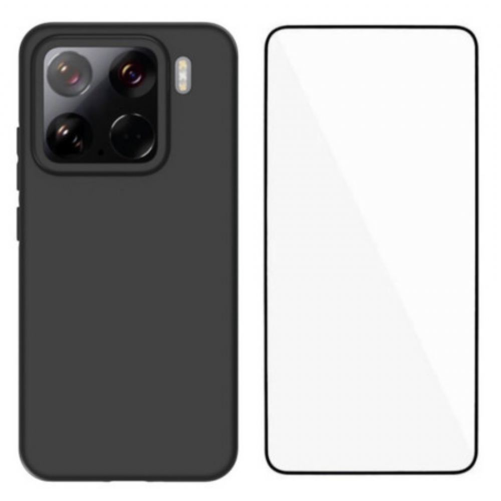 Kryt Xiaomi 15 Silikon 2 V 1 S Ochrannou Fólií Z Tvrzeného Skla