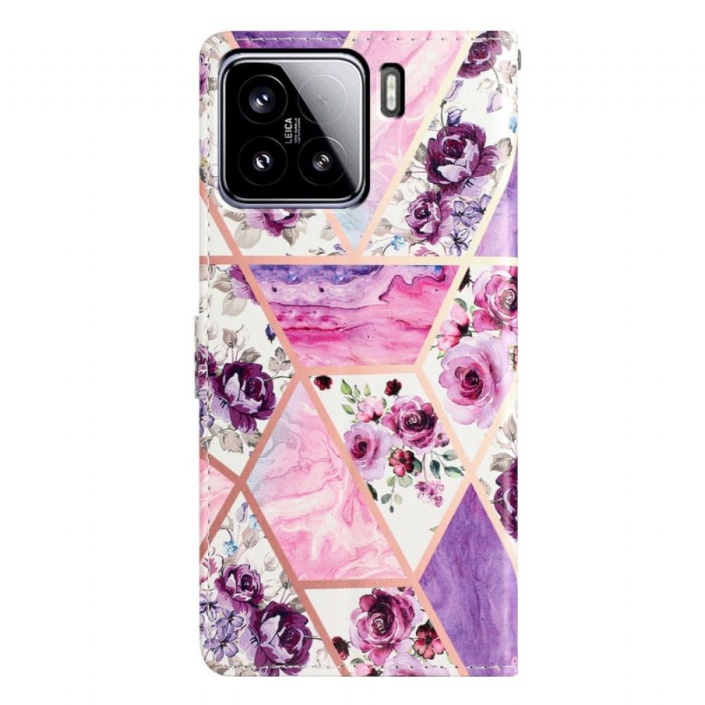 Peněženková Pouzdra Xiaomi 15 Fialový Květinový Vzor