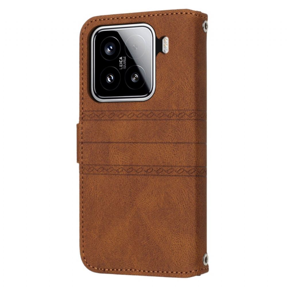 Peněženková Pouzdra Xiaomi 15 Kryty Na Mobil Dvojitý Vlys