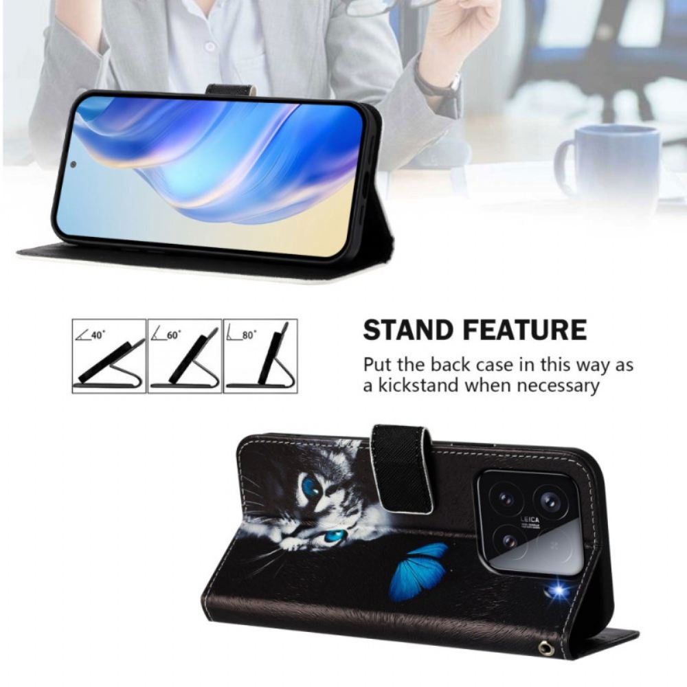 Peněženková Pouzdra Xiaomi 15 Motýl A Kočka