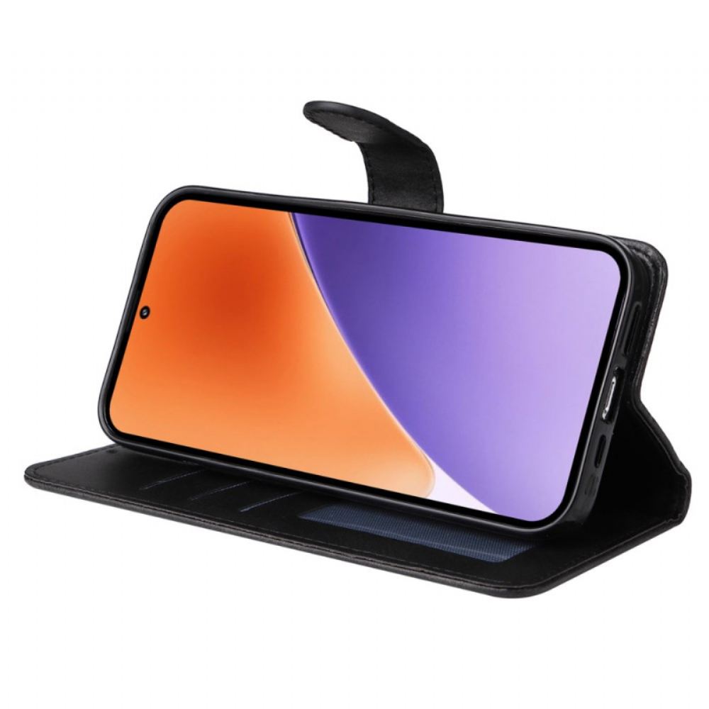 Peněženková Pouzdra Xiaomi 15 Řemínek S Efektem Obyčejné Kůže