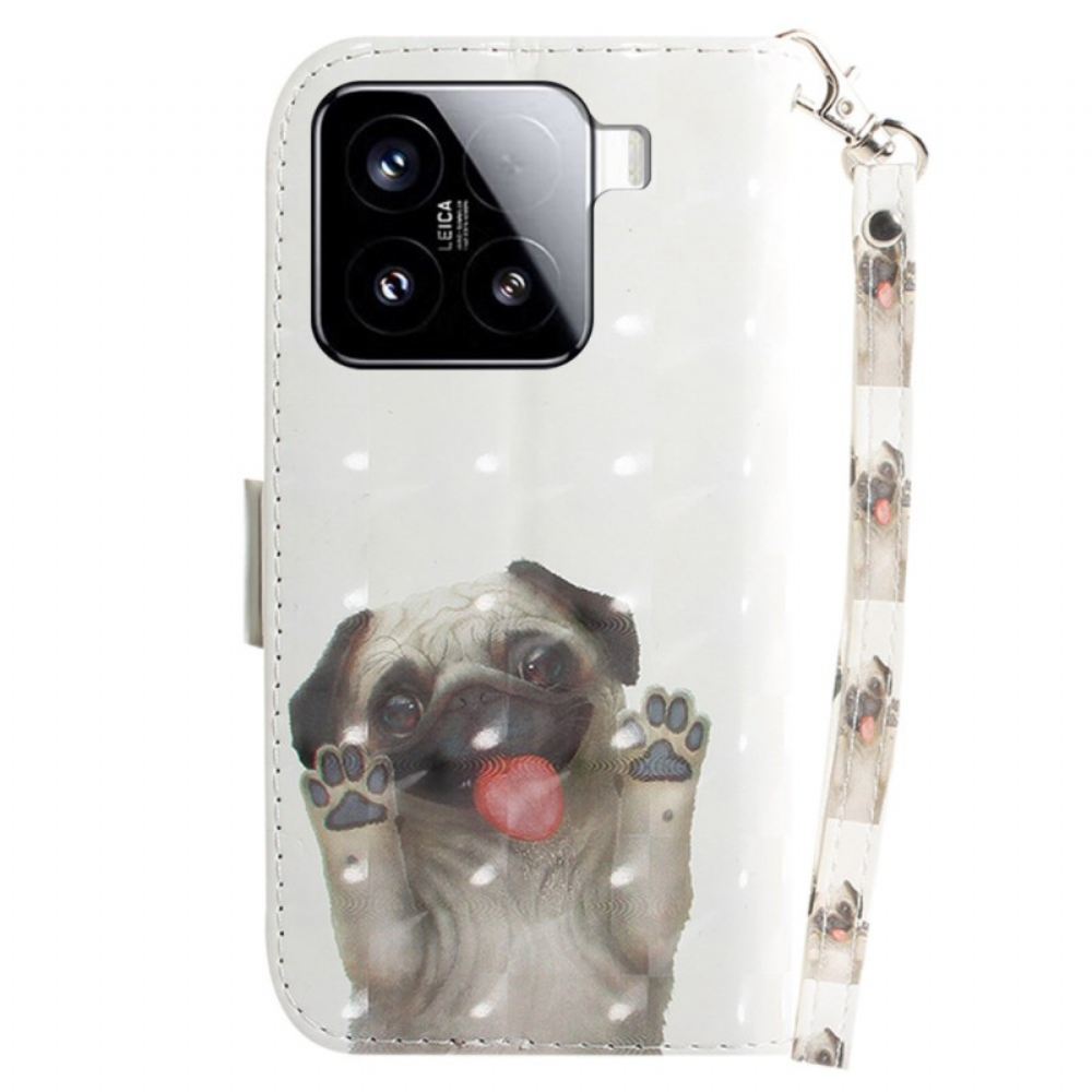 Peněženková Pouzdra Xiaomi 15 Šňůrka Na Krk Se Vzorem Mopse