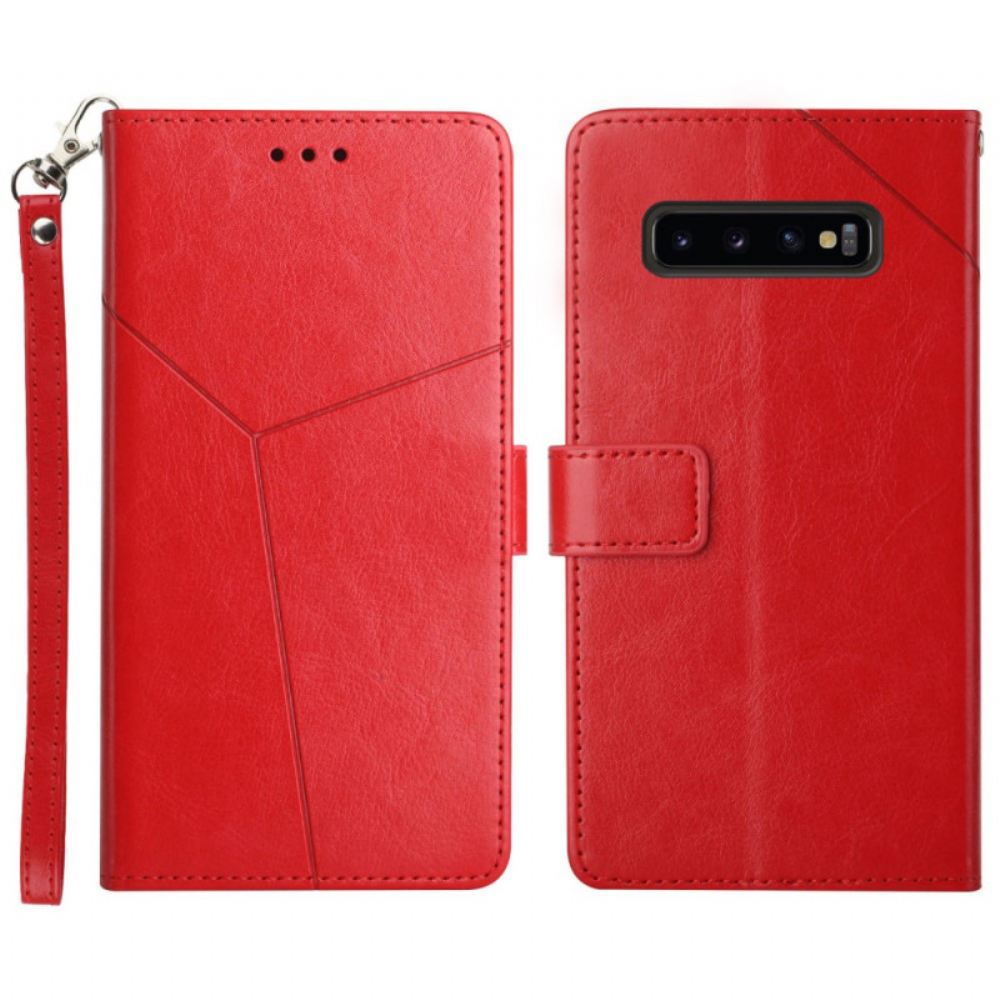 Flipové Pouzdro Na Samsung Galaxy S10 Plus Design Geo Y Ve Stylu Kůže