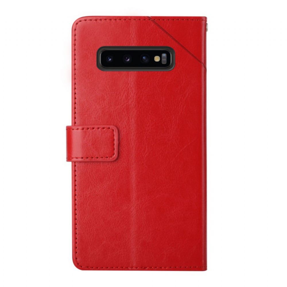 Flipové Pouzdro Na Samsung Galaxy S10 Plus Design Geo Y Ve Stylu Kůže