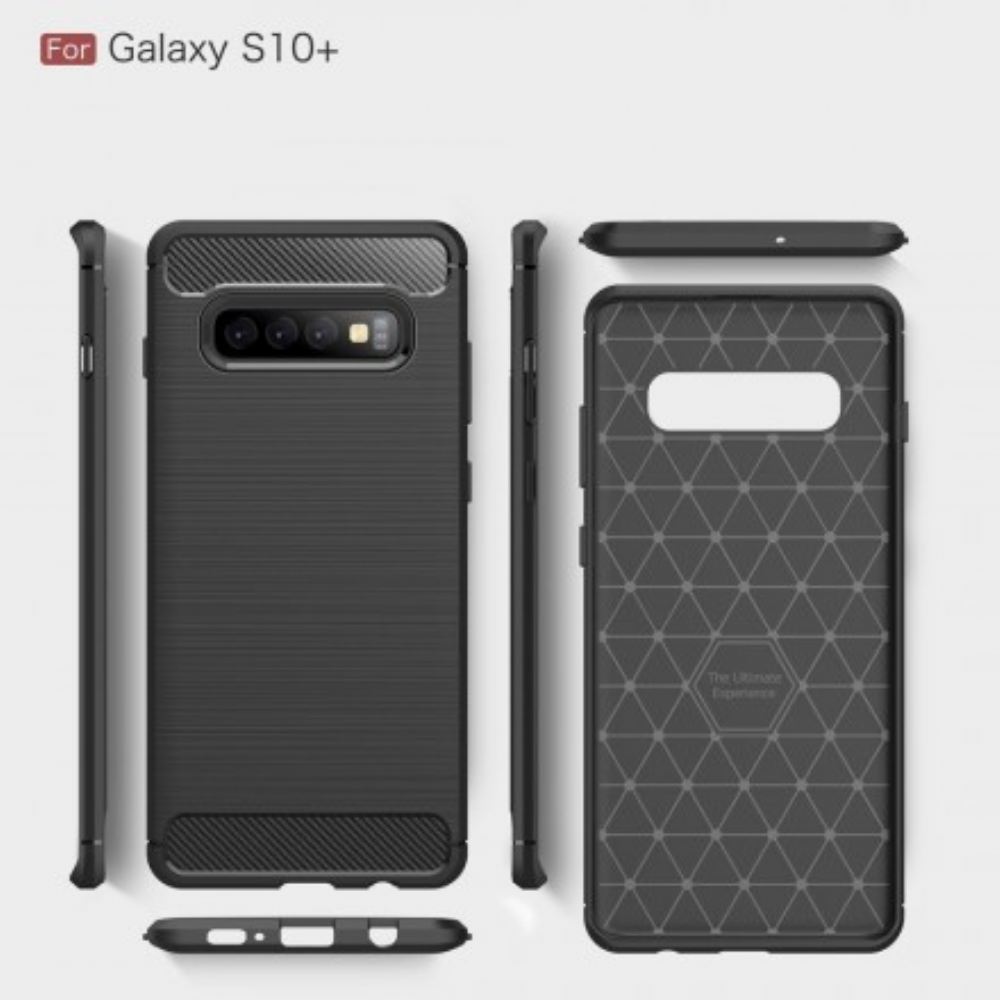 Kryt Na Samsung Galaxy S10 Plus Kartáčované Uhlíkové Vlákno