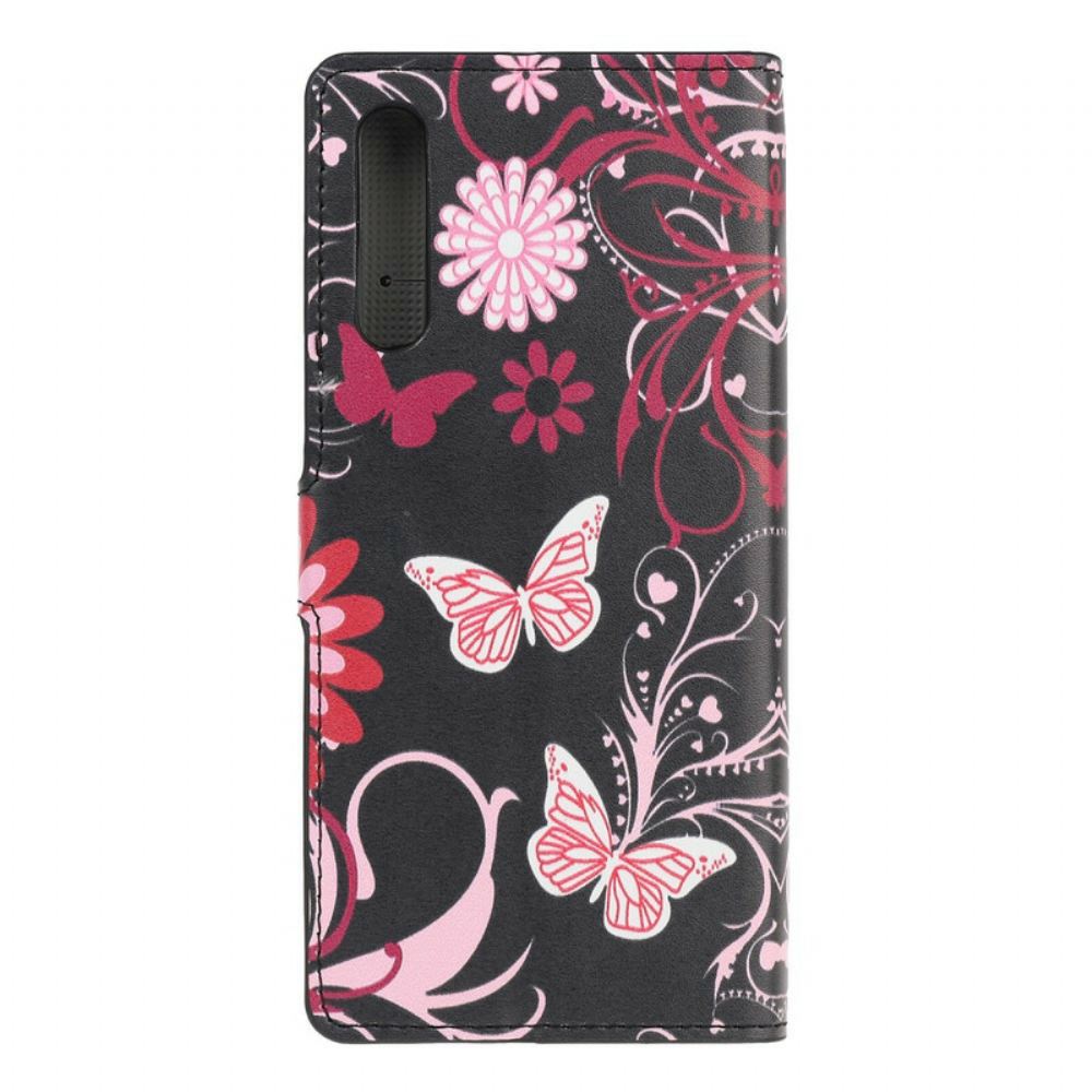 Flipové Pouzdro Na Huawei P Smart S Motýli A Květiny