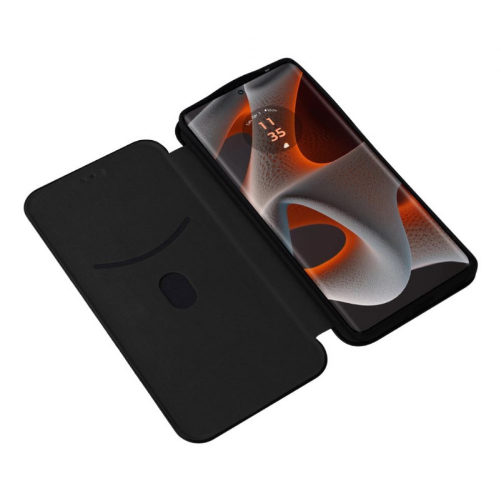 Kožené Pouzdro Folio Motorola Edge 50 Pro Uhlíkové Vlákno