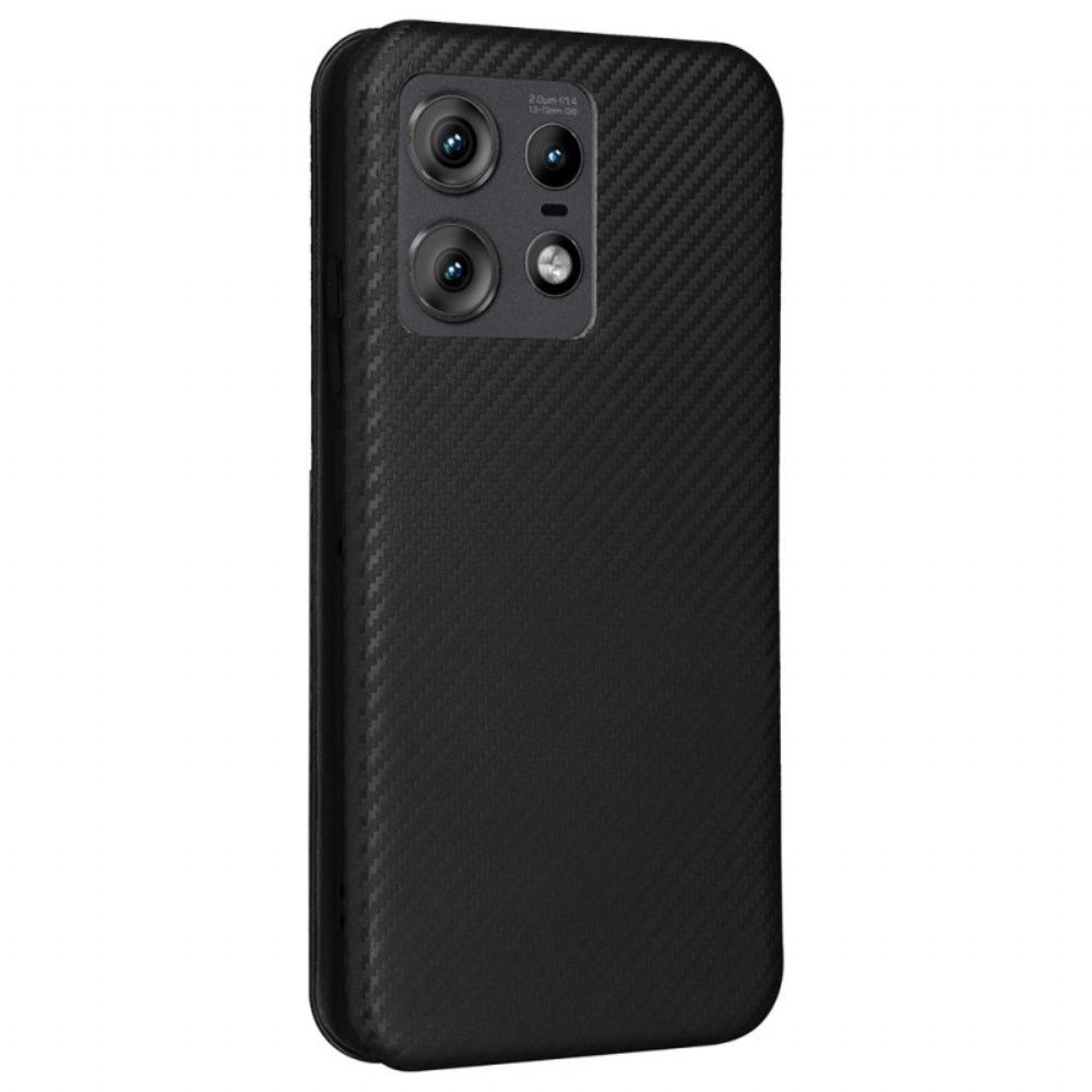 Kožené Pouzdro Folio Motorola Edge 50 Pro Uhlíkové Vlákno