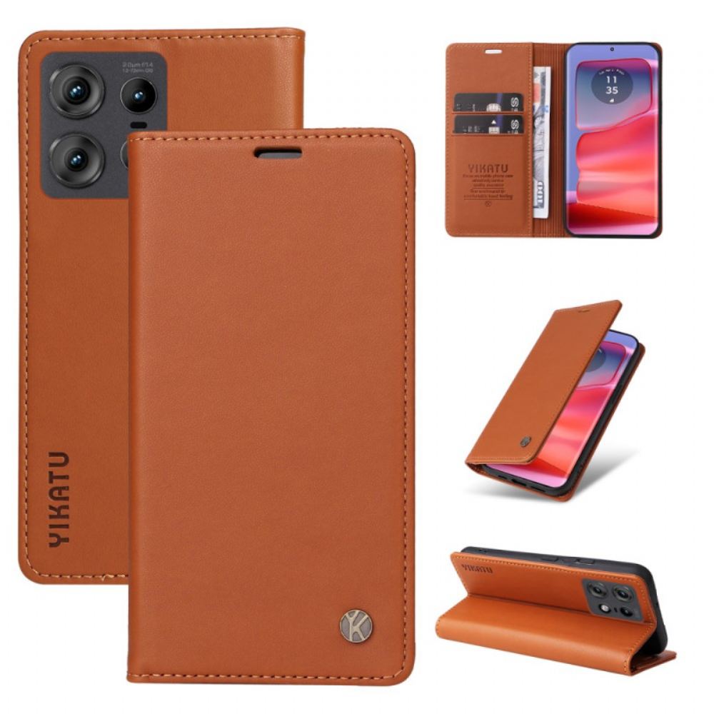 Kožené Pouzdro Folio Na Motorola Edge 50 Pro Klasické Yikatu