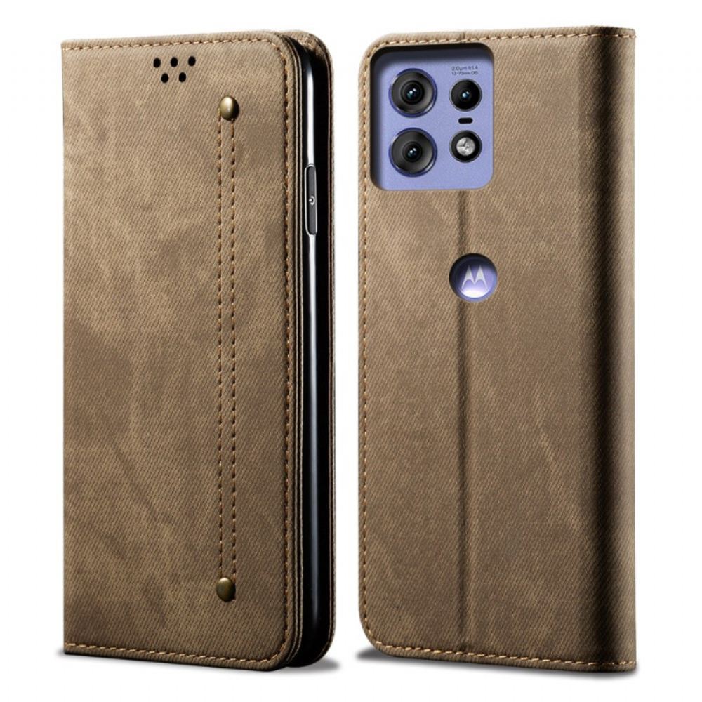 Kožené Pouzdro Motorola Edge 50 Pro Džínová Látka