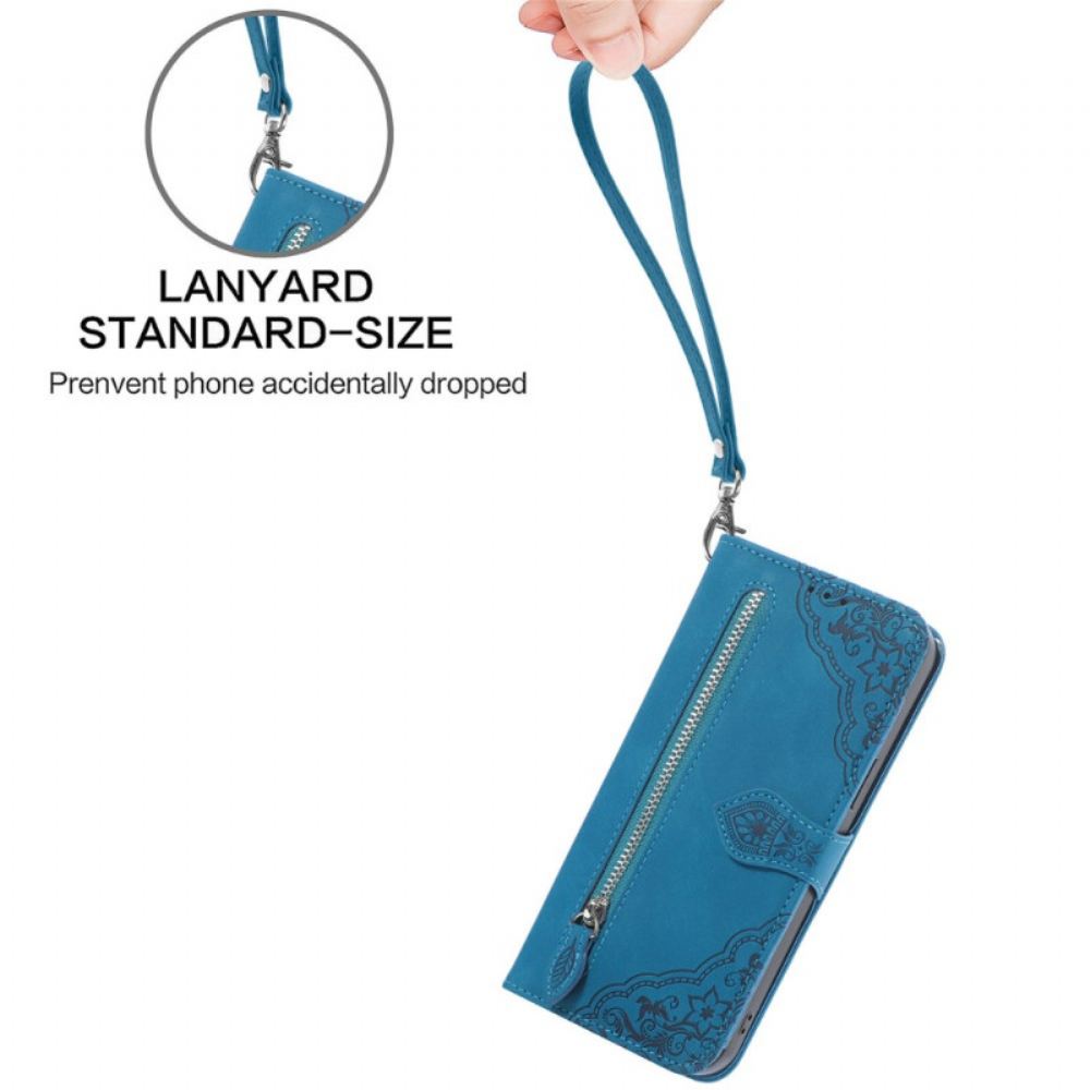 Kožený Kryt Motorola Edge 50 Pro Krajková Peněženka